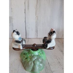 Unique cat wind up musical seesaw play figure